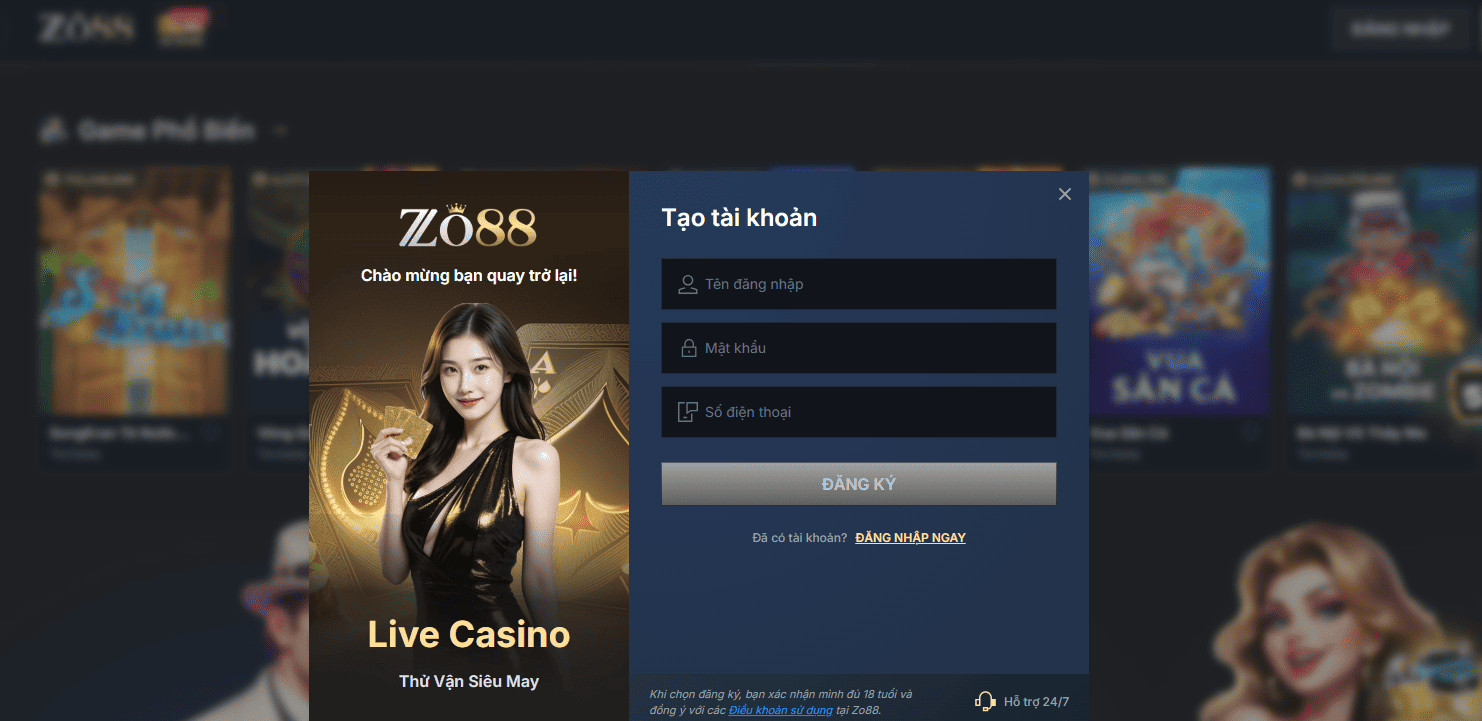 Chi tiết quy trình đăng ký ZO88 dành cho các tân binh mới